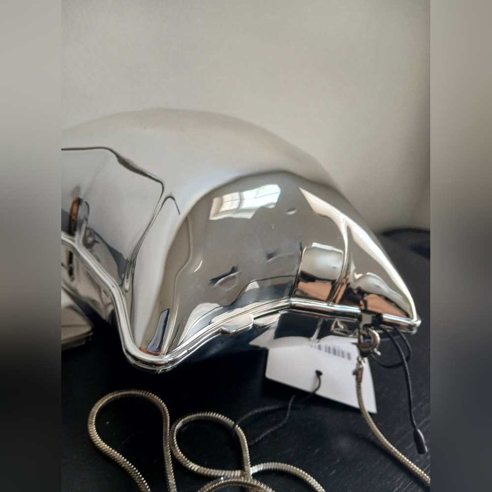 NWT Zara METALLIC SILVER BALLOON STAR SHAPED BOX CLUTCH crossbody PURSE NEW - Picture 15 of 16